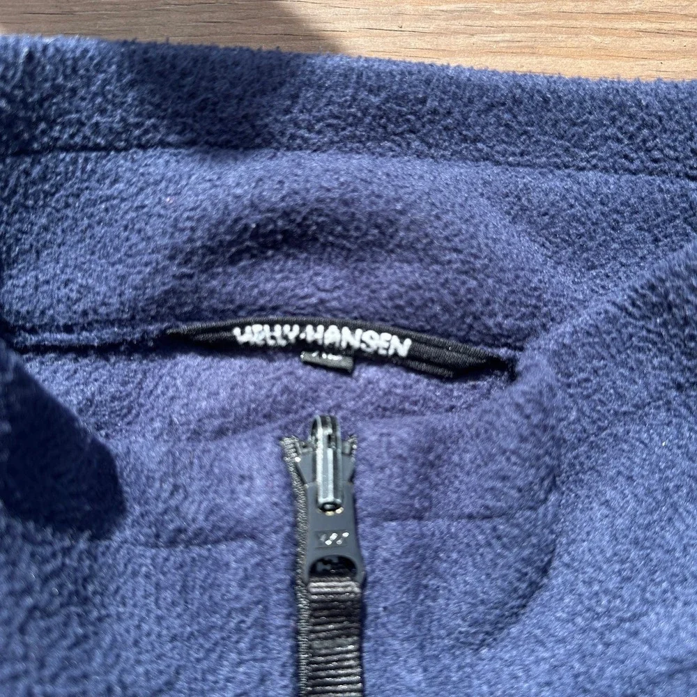 Helly Hansen Mens XL Full Zip Fleece Jacket Navy Blue Embroidered Logo Outdoor
